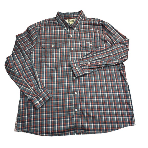 Duluth Trading Co Other - Duluth Trading Co Shirt Mens 2XL Blue Plaid Stretch Button Down Long Sleeve